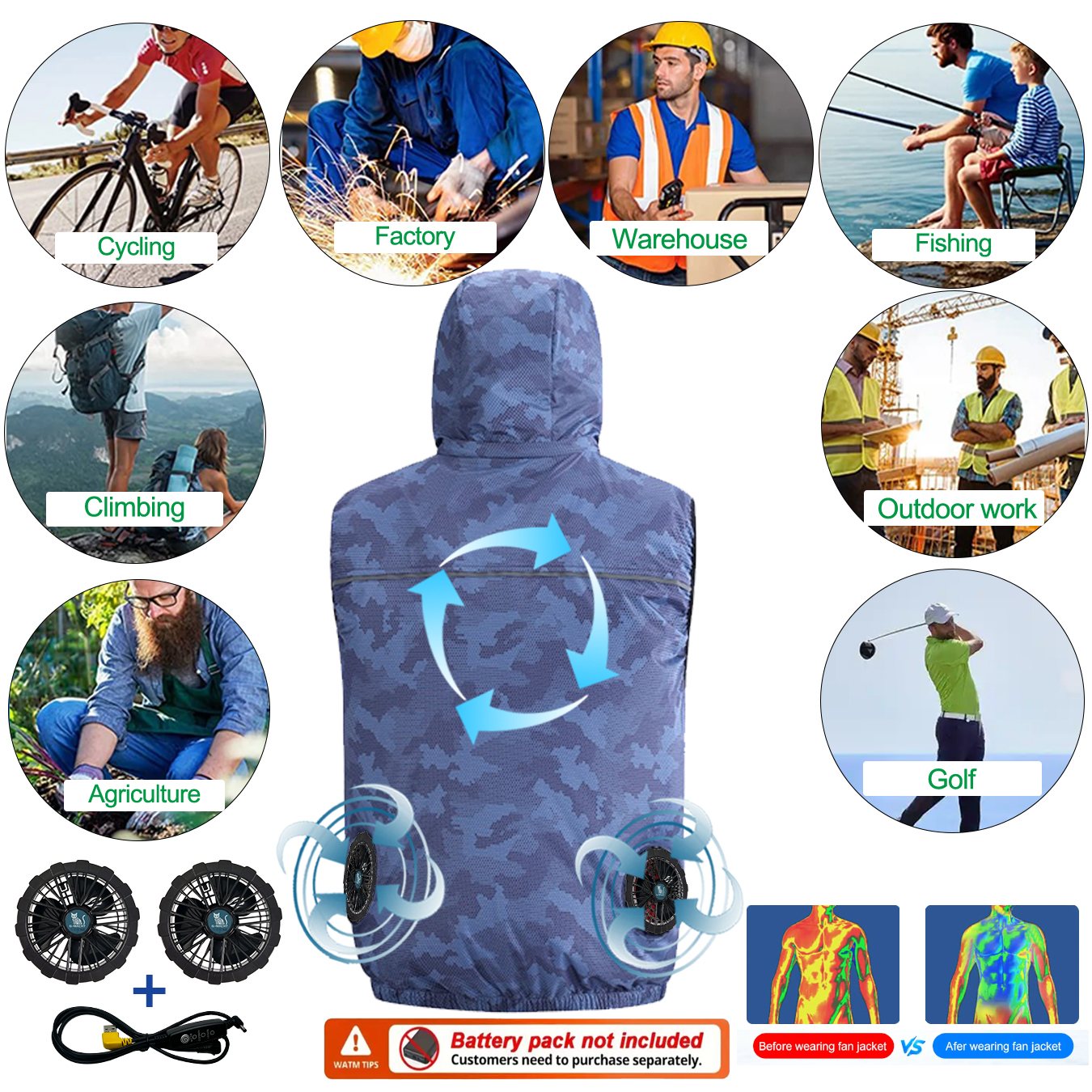 Summer Sport 12V/5V Fan Air Co - Outdoor Sport Brand Jacket บทวิจารณ์และราคา