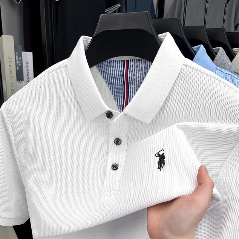 Men's 100% Cotton Short Sleeve - Polo Shirt Equestrian บทวิจารณ์และราคา