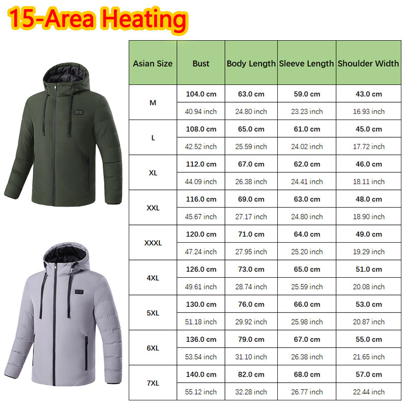 15 Area Heated Winter Hooded J - Outdoor Sport Coat บทวิจารณ์และราคา