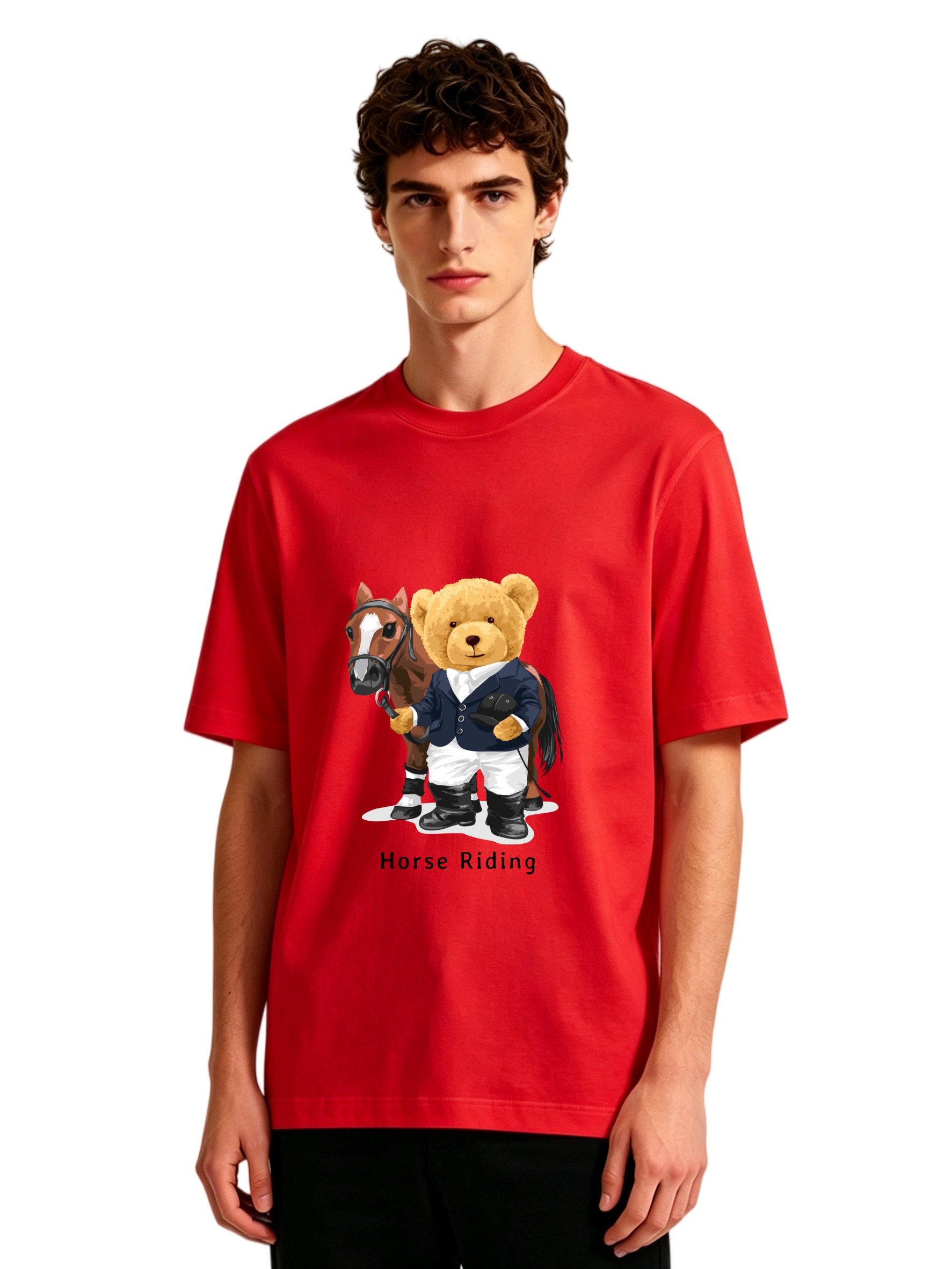 Men's Horse Riding Teddy Bear  - Polo Shirt Equestrian บทวิจารณ์และราคา