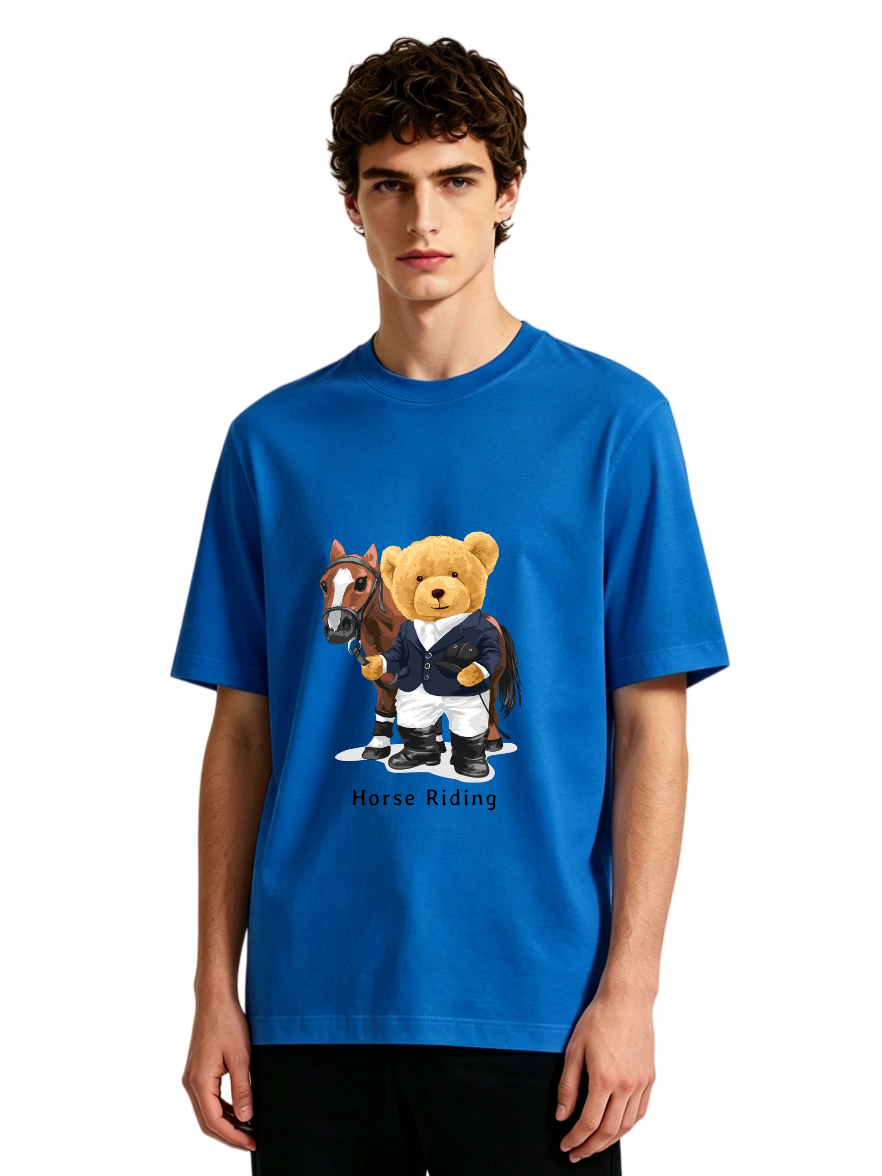 Men's Horse Riding Teddy Bear  - Polo Shirt Equestrian บทวิจารณ์และราคา