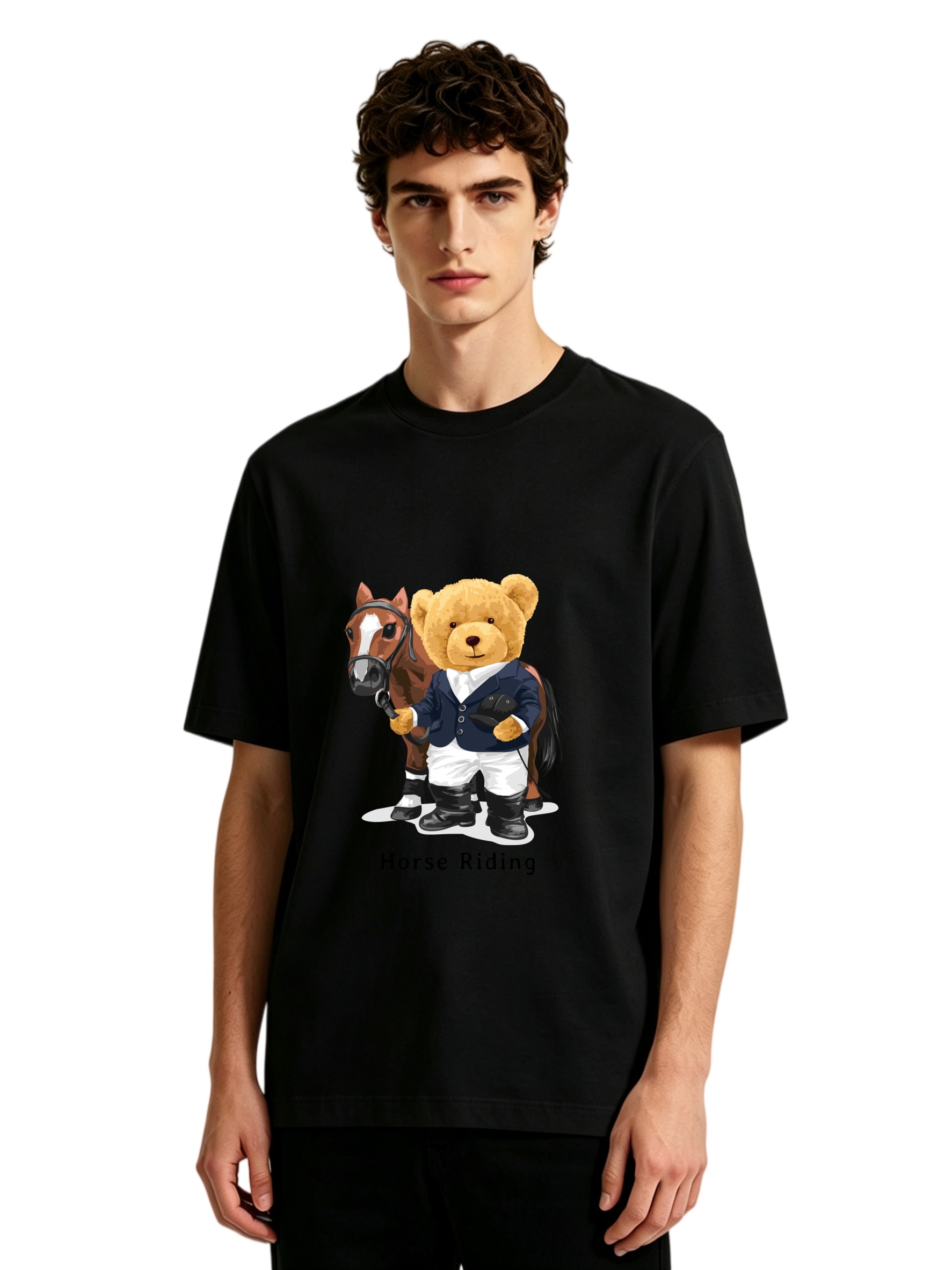 Men's Horse Riding Teddy Bear  - Polo Shirt Equestrian บทวิจารณ์และราคา