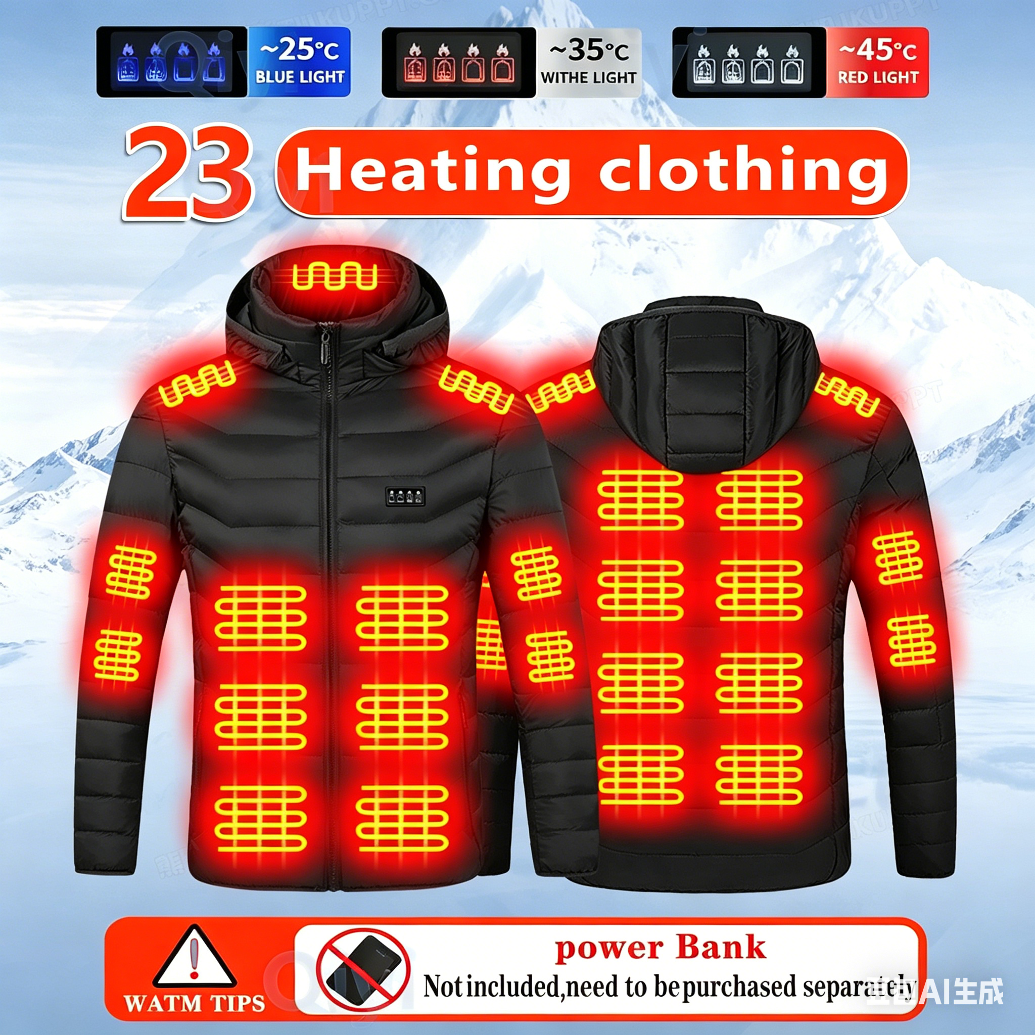 23 Areas Heating Jacket, Polye - Outdoor Sport Coat บทวิจารณ์และราคา