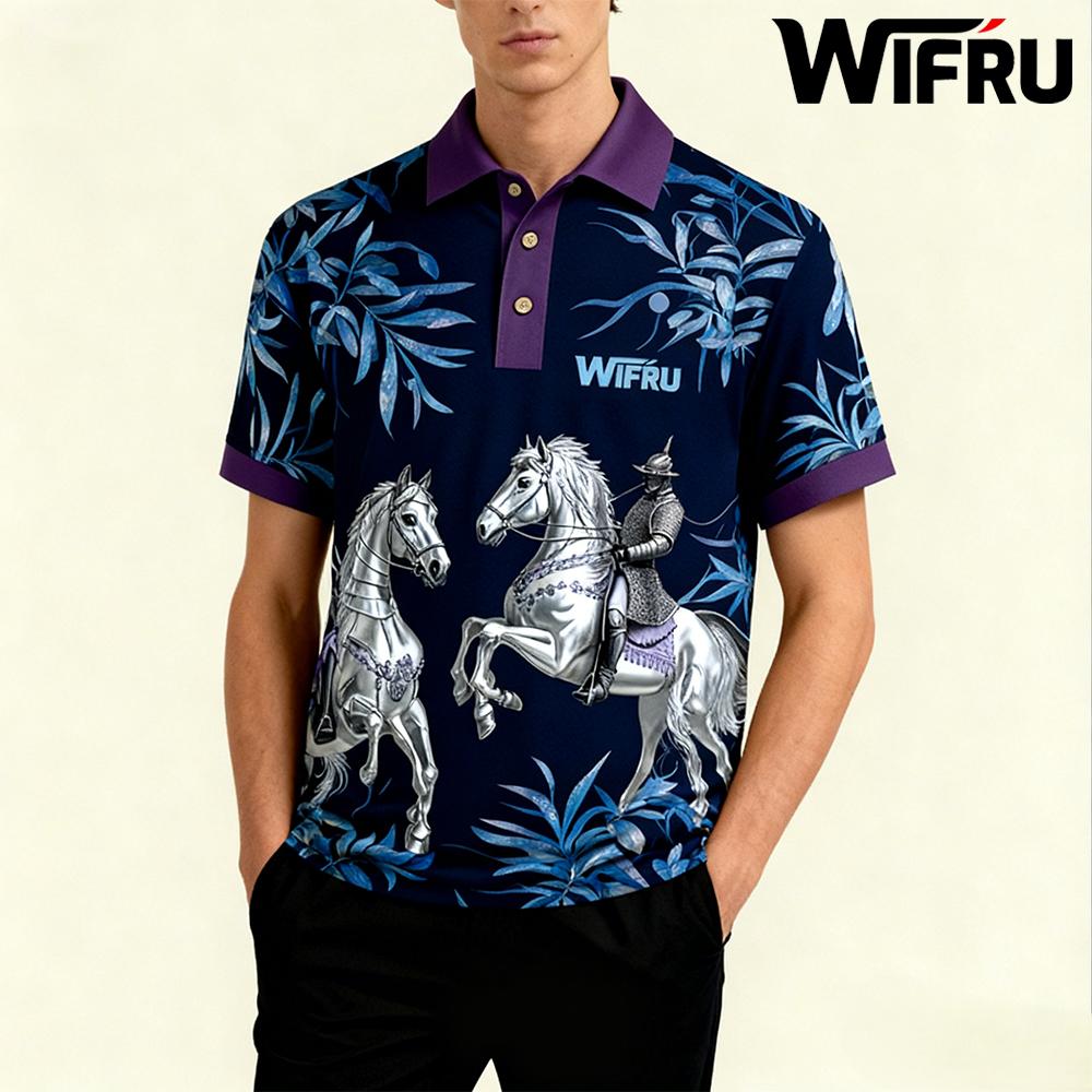 Men's Retro Equestrian Print P - Polo Shirt Equestrian บทวิจารณ์และราคา
